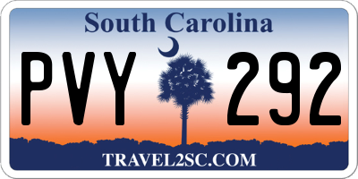 SC license plate PVY292