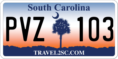 SC license plate PVZ103