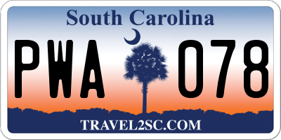 SC license plate PWA078