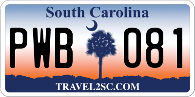 SC license plate PWB081