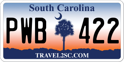 SC license plate PWB422