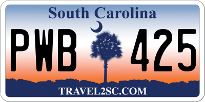 SC license plate PWB425