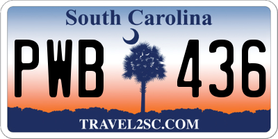 SC license plate PWB436