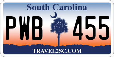 SC license plate PWB455
