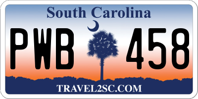 SC license plate PWB458