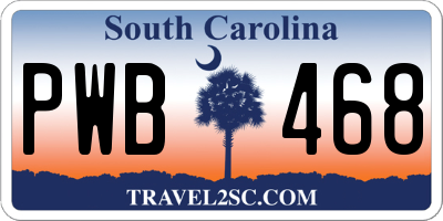 SC license plate PWB468