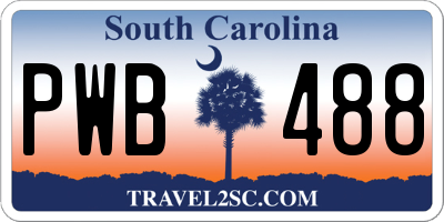 SC license plate PWB488