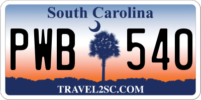 SC license plate PWB540