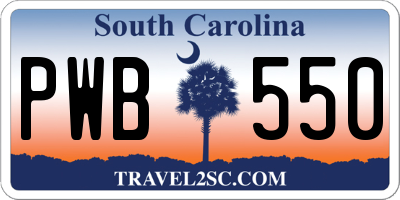 SC license plate PWB550
