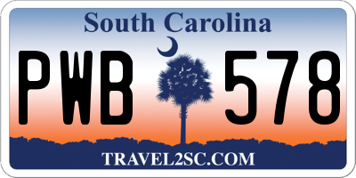 SC license plate PWB578