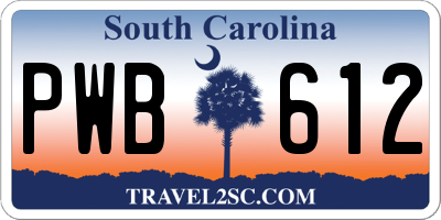 SC license plate PWB612