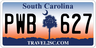 SC license plate PWB627