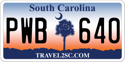 SC license plate PWB640