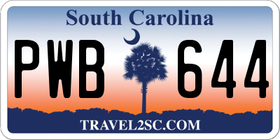 SC license plate PWB644