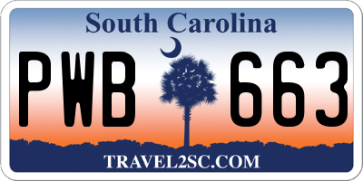 SC license plate PWB663