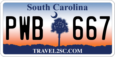 SC license plate PWB667