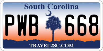 SC license plate PWB668