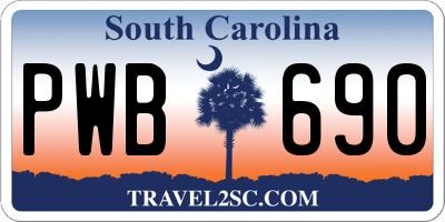 SC license plate PWB690