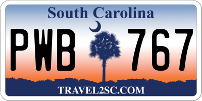 SC license plate PWB767