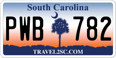 SC license plate PWB782