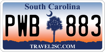 SC license plate PWB883