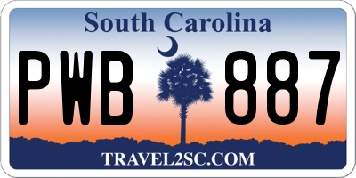SC license plate PWB887