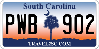 SC license plate PWB902