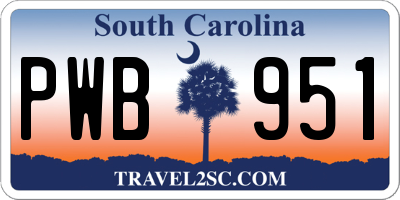 SC license plate PWB951