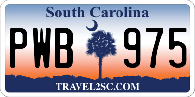 SC license plate PWB975