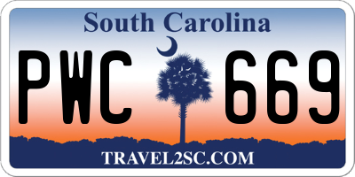 SC license plate PWC669