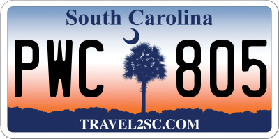 SC license plate PWC805