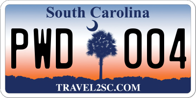 SC license plate PWD004