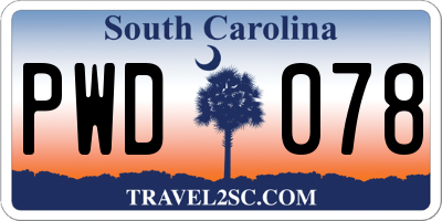 SC license plate PWD078