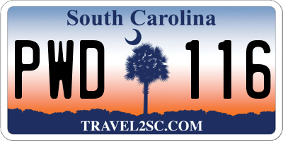 SC license plate PWD116