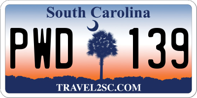SC license plate PWD139