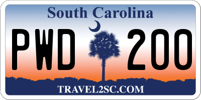 SC license plate PWD200