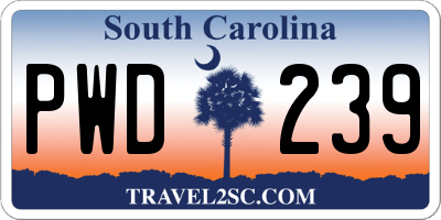 SC license plate PWD239