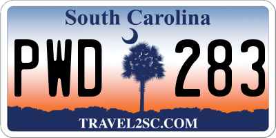 SC license plate PWD283