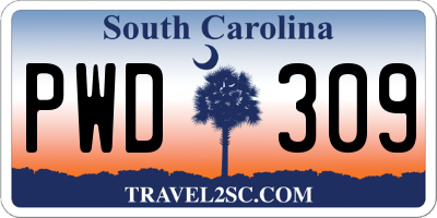 SC license plate PWD309