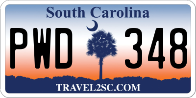 SC license plate PWD348