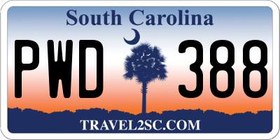 SC license plate PWD388