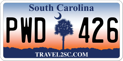 SC license plate PWD426