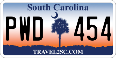 SC license plate PWD454