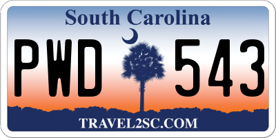 SC license plate PWD543