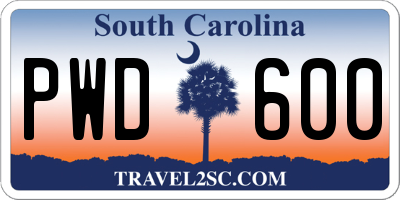 SC license plate PWD600