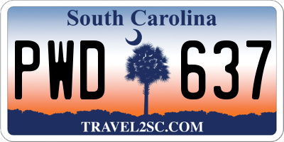 SC license plate PWD637