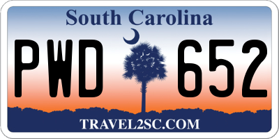 SC license plate PWD652