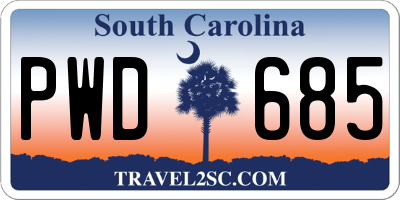 SC license plate PWD685