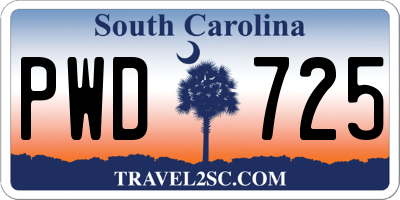 SC license plate PWD725