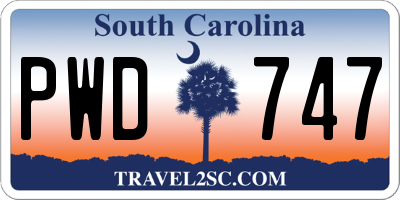 SC license plate PWD747
